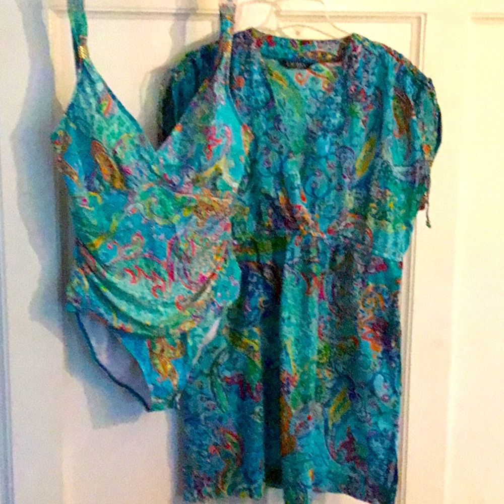 Ralph Lauren Blue and Green Women's Swim Set